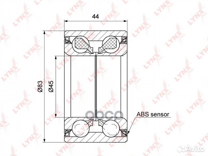Подшипник ступицы передний с ABS (44x45x83) CIT