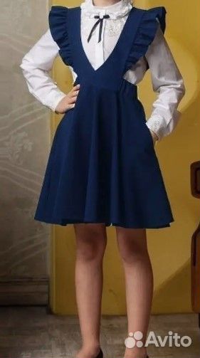 Платье школьное синее р134