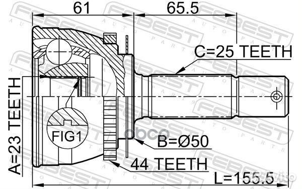 Шрус наружный 23x50x25 (hyundai matrix/lavita