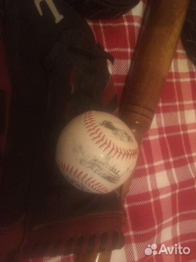 Бейсбольные бита, лапа, перчатки, мяч