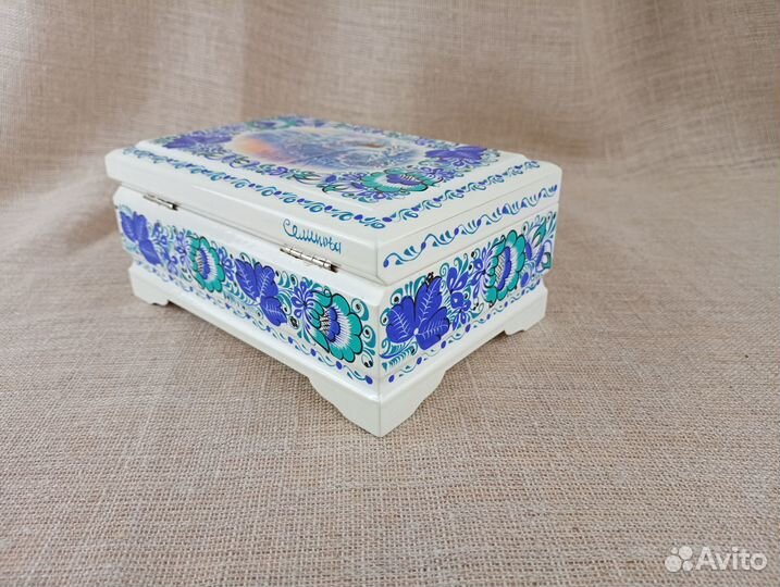 Новогодняя шкатулка деревянная 15х10 см