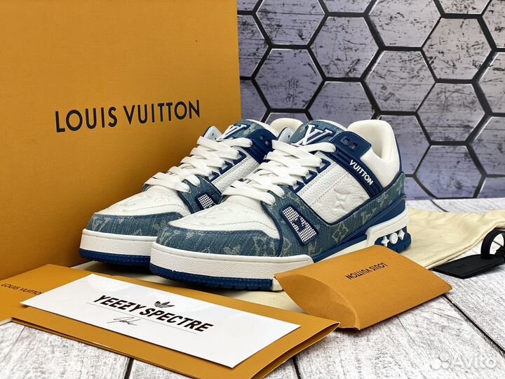 Кроссовки Louis Vuitton Trainer Denim White Blue