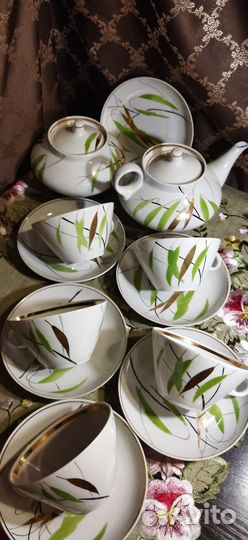 Чайные сервизы СССР Дулево Весенний и Песочное