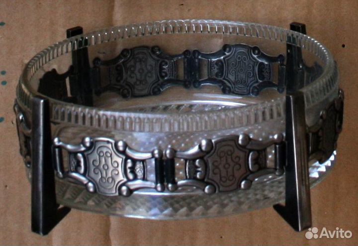 Салатница конфетница СССР стекло металл