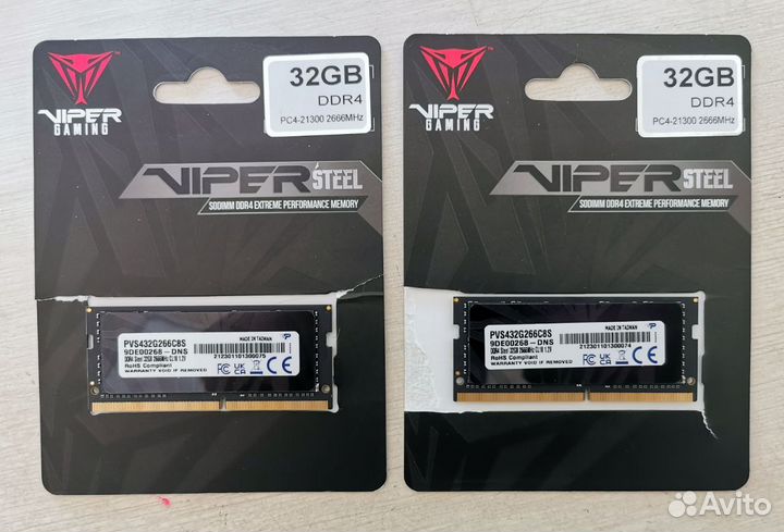 DDR4 32 гб 2666 MHz sodimm Patriot Viper Steel