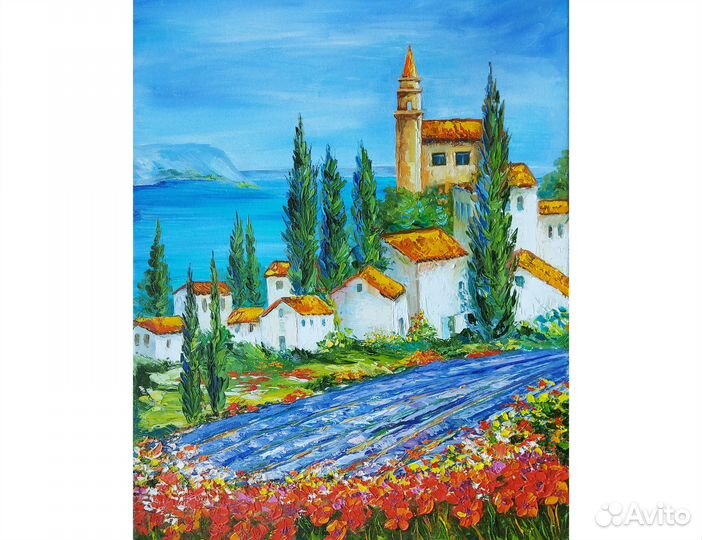 Картина Прованс Лавандовые поля Маки маслом 40х50