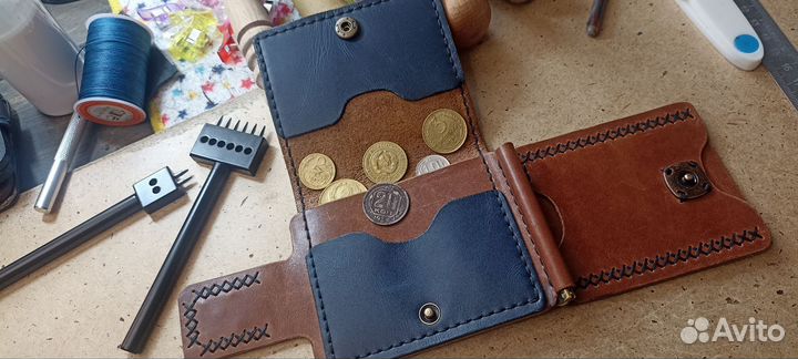 Кошелек,Зажим для денег из натуральной кожи