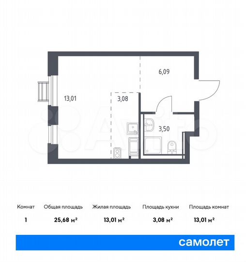 Квартира-студия, 25,7 м², 10/17 эт.