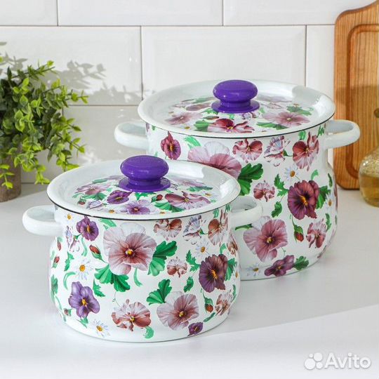 Набор кастрюль 'Анютины глазки', 2 предмета 4 л, 5