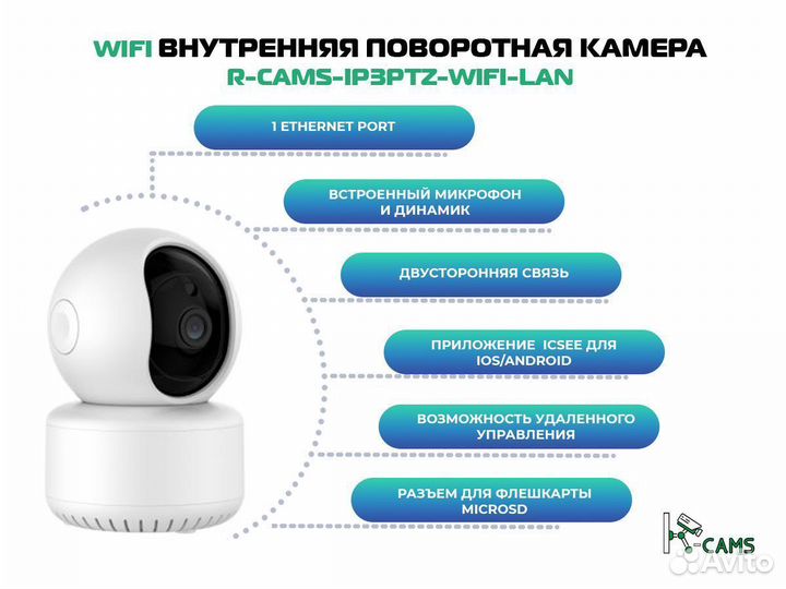 NEW Видеонаблюдение R-cams-ip3ptz Wifi внутренняя