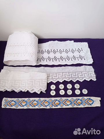 Тесьма, шитьё, перламутровые пуговицы