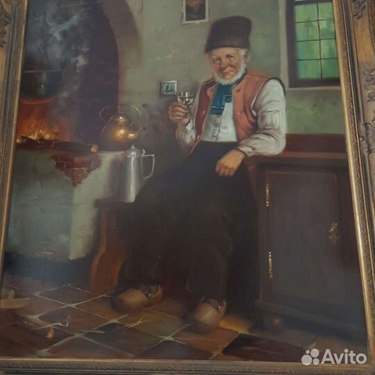 Антикварная картина холст масло