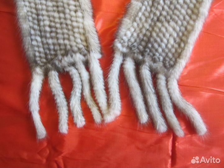 Норковый вязаный шарфик
