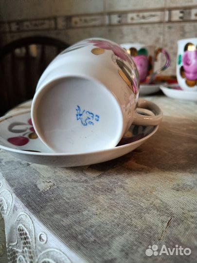 Чайная пара вербилки гигант розовые цветы винтаж