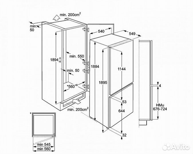 Встраиваемый холодильник Smeg C7194N2P