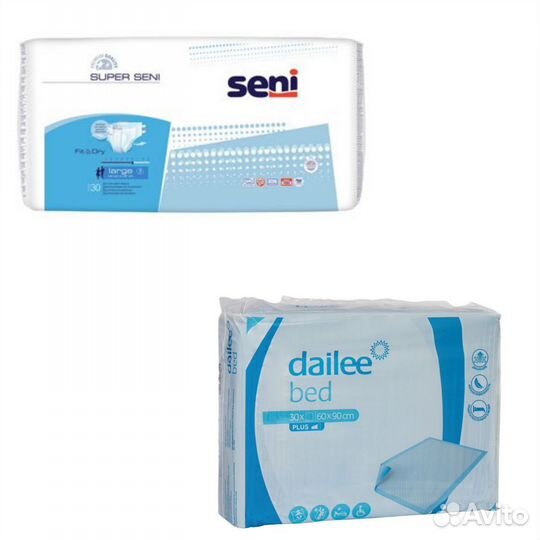 Подгузники для взрослых seni 3 и пеленки