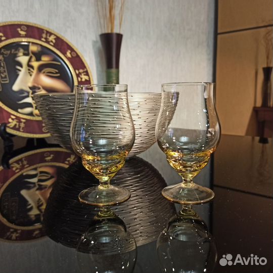 Фужеры для вина, 2 шт. цветное стекло, винтаж