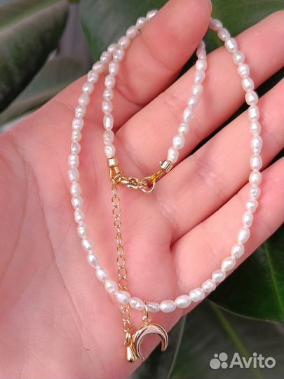 Чокер Жемчуг с лунницей