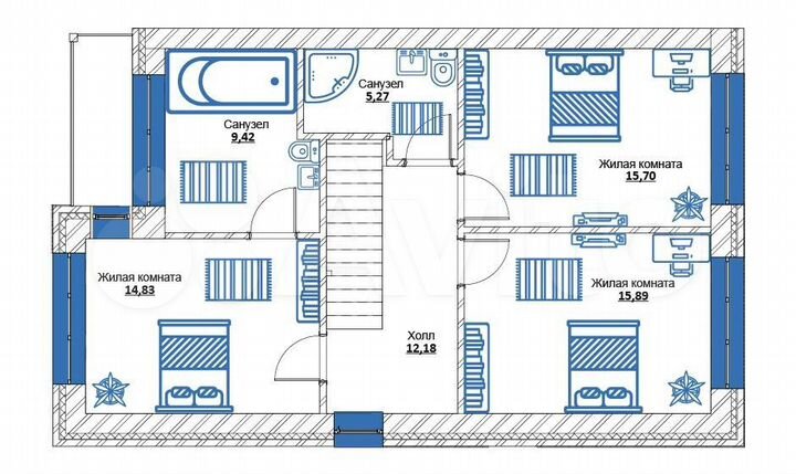Коттедж 206 м² на участке 10 сот.