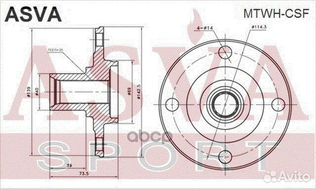 Ступица колеса перед прав/лев mtwhcsf asva