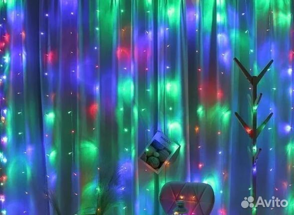Гирлянда светодиодная Штора 2*2 метра цветная