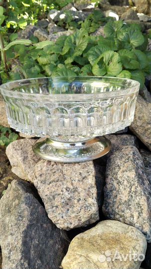 Хрустальная ваза фруктовница на ножке