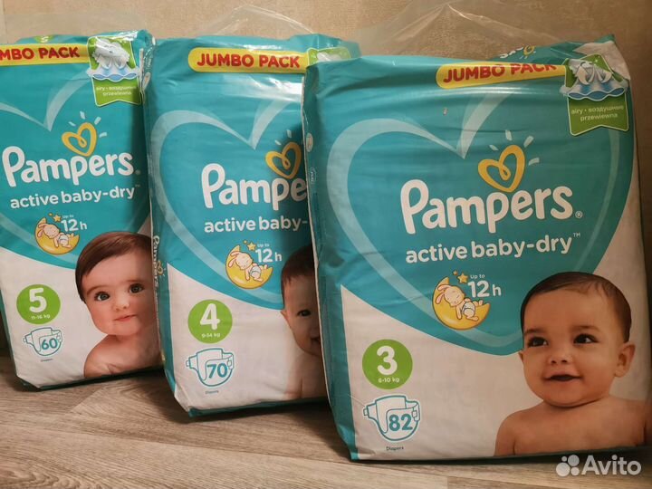 Подгузники Pampers activ baby-dry 3,4,5