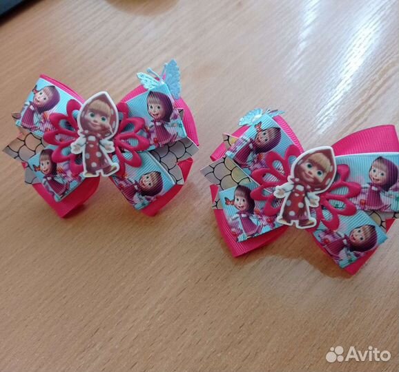 Бантики, резинки, Маша и Медведь, ручная работа