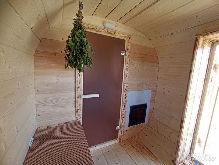 Баня бочка квадро 4 метра сборка на участке