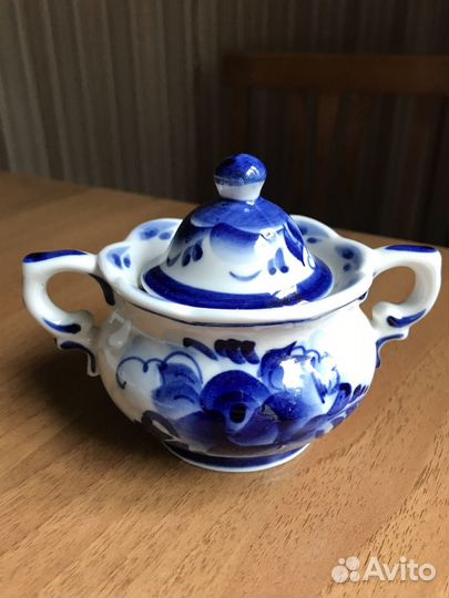 Сахарница с ложечкой Гжель новая