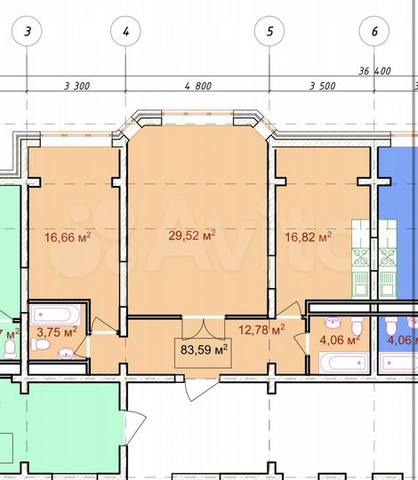 2-к. квартира, 83,6 м², 10/20 эт.