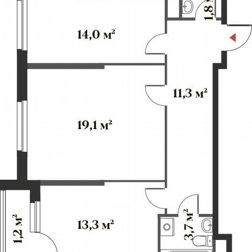 2-к. квартира, 63,2 м², 4/6 эт.