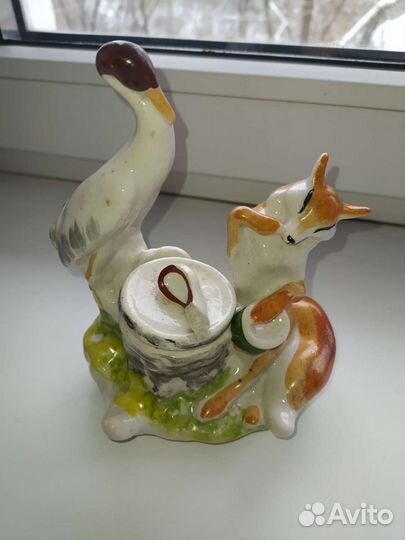 Фарфоровая чернильница «Лиса и журавль»