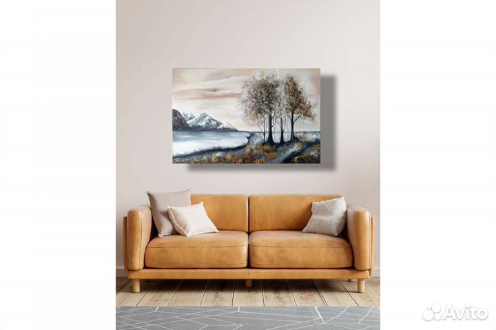 Картина Горы Озеро Пейзаж Алтай маслом 40х60 холст