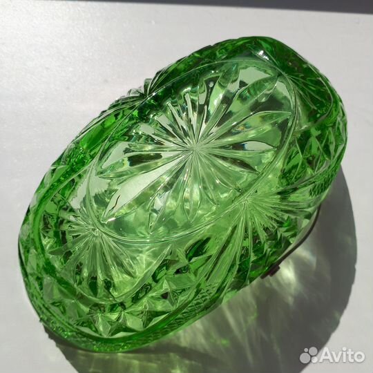 Ваза цветной хрусталь Селедочница винтаж СССР