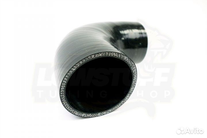 Патрубок силиконовый 90 град 57мм длина 100мм стенка 5мм черный