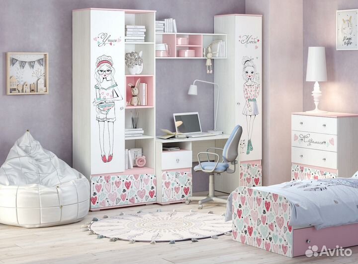 Детская комнат для девочки Малибу, стол письменный