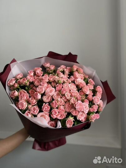 Цветы, кустовые розы, пионовидные, букет роз