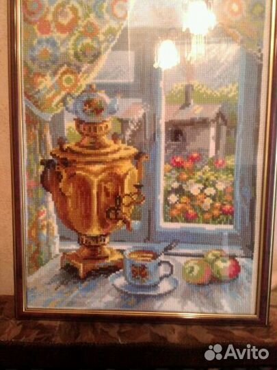 Вышивка крестом Натюрморт с самоваром