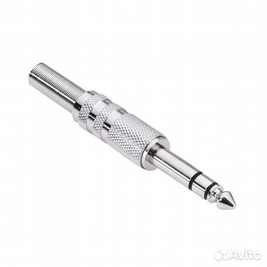 Штекер джек 6,3 мм стерео на кабель в металле