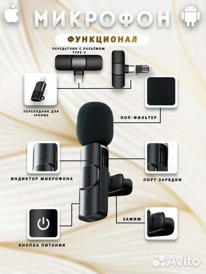 Микрофон петличный беспроводной