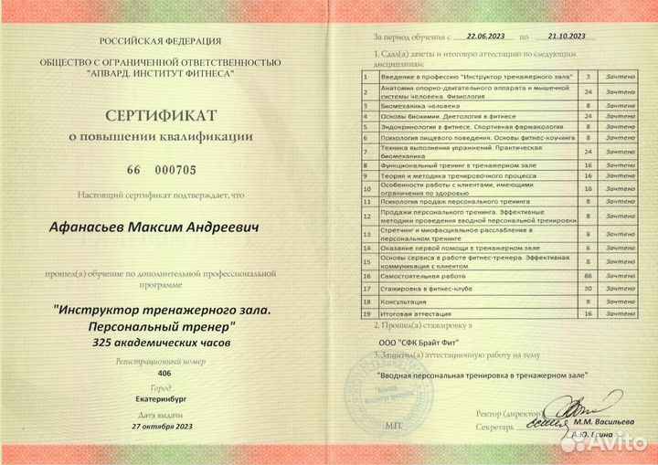 Программа тренировок, онлайн ведение