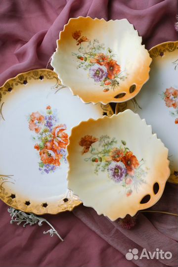 Антикварные фарфоровые тарелки blush ivory Австрия