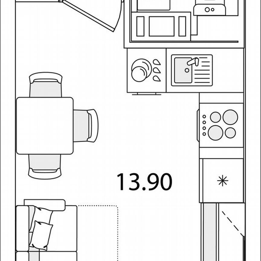 Квартира-студия, 20,8 м², 8/9 эт.