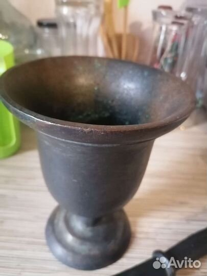 Антиквариат ступка с пестиком бронза