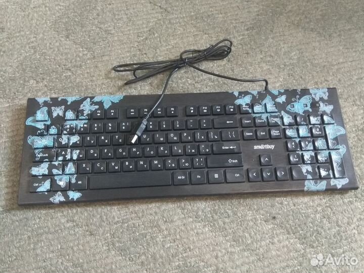 Клавиатура проводная 223 с принтом бабочки