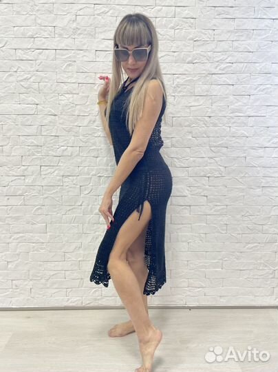 Платье пляжное, туника вязаная