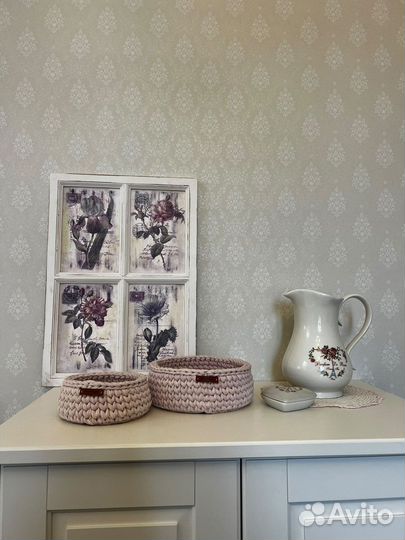 Вязаные корзинки ручной работы