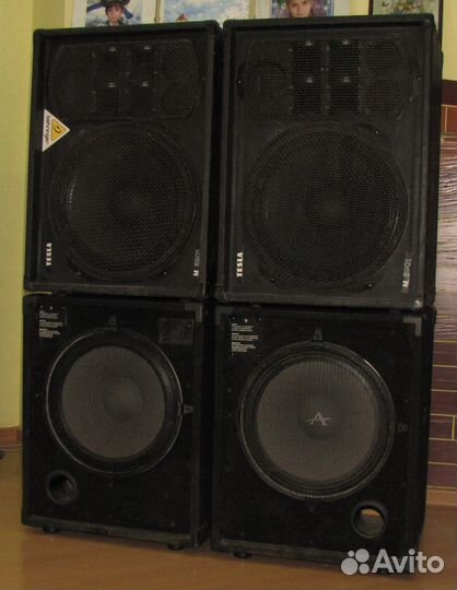 Колонки Tesla 2160W Сабвуферы C-Mark 4ш 15