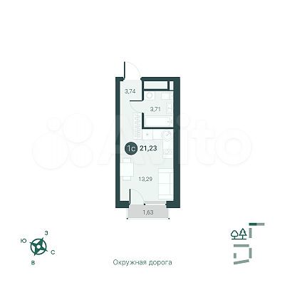 Квартира-студия, 21,2 м², 2/14 эт.